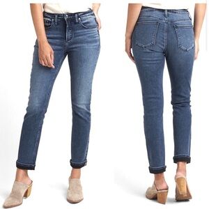 Silver Jeans Beau Slim Leg Jean Women’s Size 34 Mid Rise Faded Stretch Denim